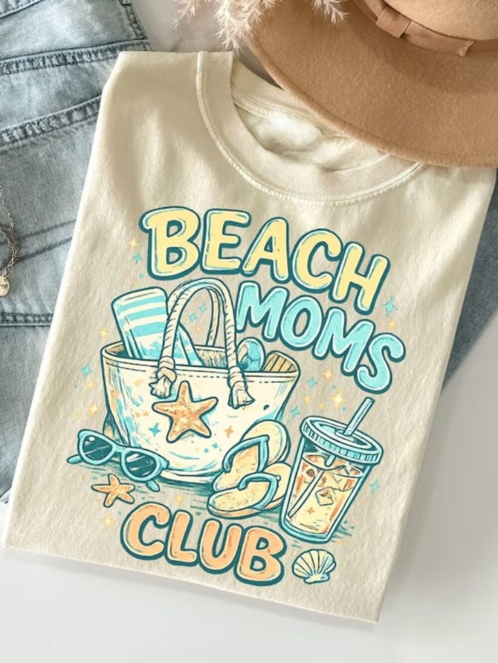 Beach Moms Club Shirt, Graphic Beach Tee, Summer Mom Shirt